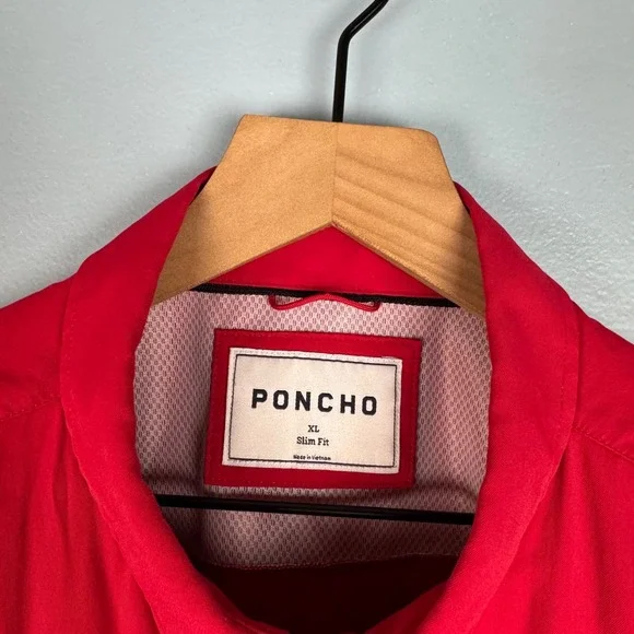 Poncho Men's XL Red Short Sleeve Western Snap Performance Vented Slim Fit Shirt